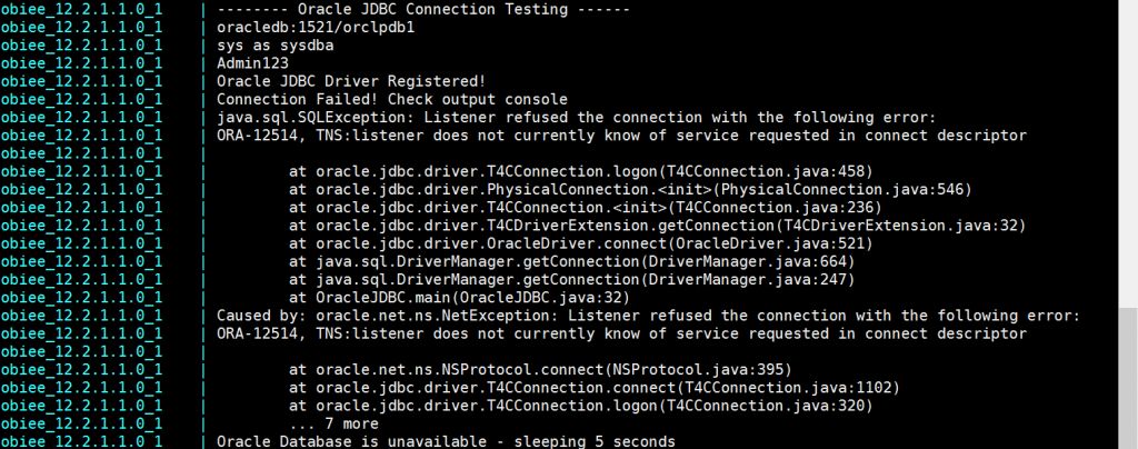 OBIEE can't be started or configured without a working database connection. This script does the check and wait for 5 seconds if the test end with an error.