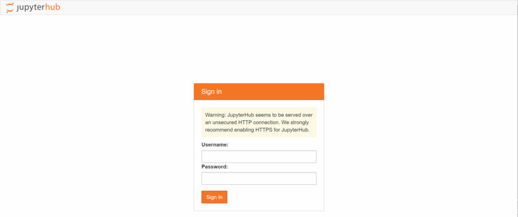 JupyterHub login screen