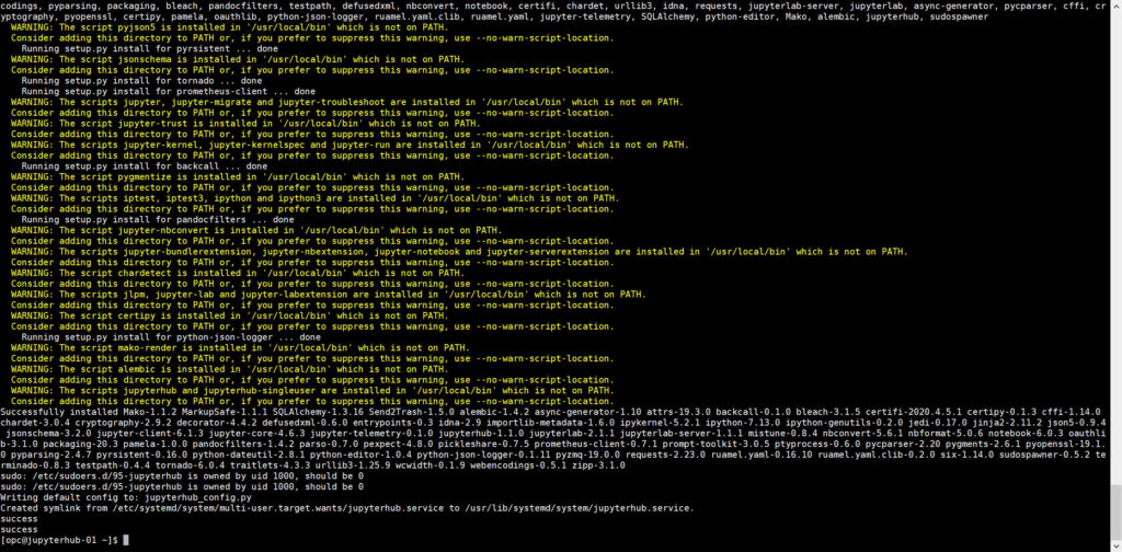 JupyterHub install script executed