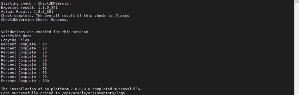 OAS 2023 installation with progression counter